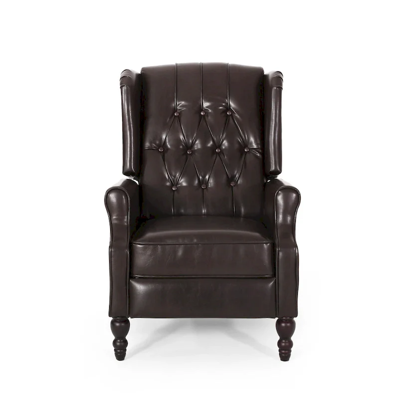 Brown Bonded Leather Recliner Club Chair