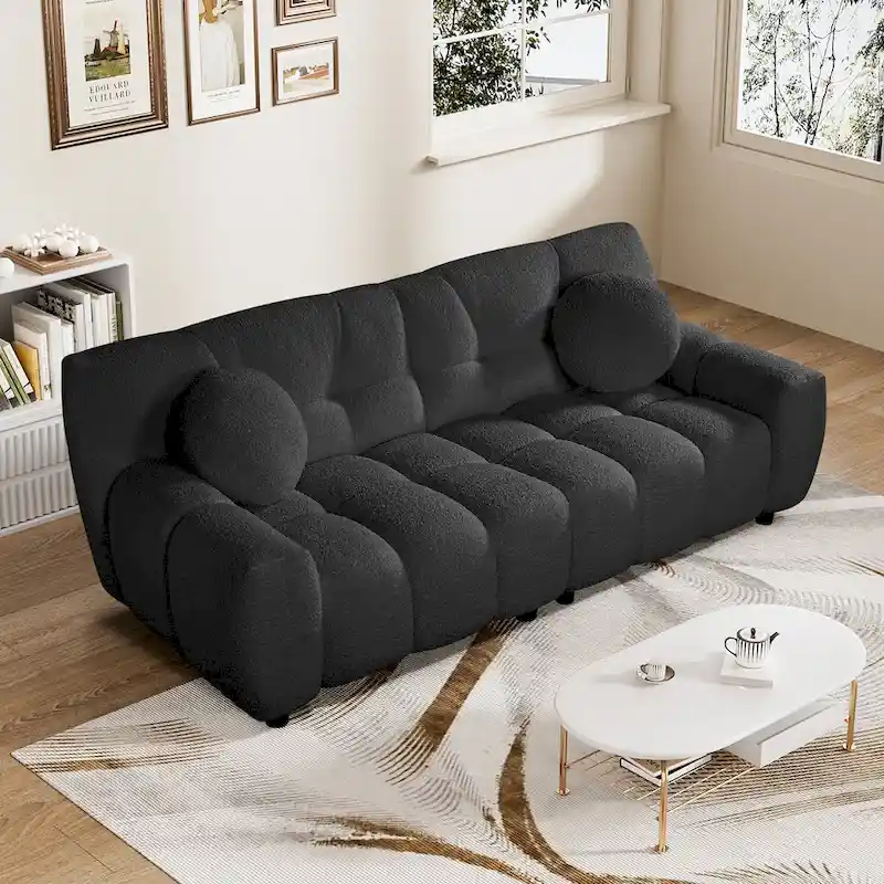Teddy Boucle 2-Seat Cloud Deep Seat Sofa Couch for Living Room, Bedroom