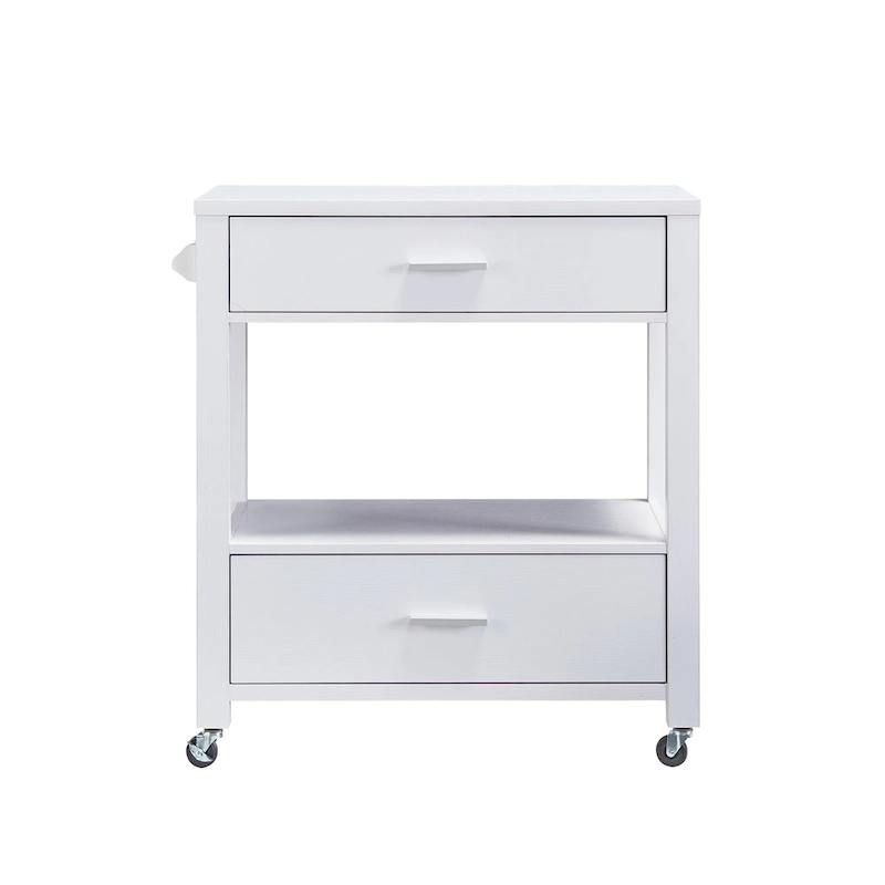 Newsom Modern 2-Drawer Caster Serving Cart with Towel Bar by Furniture of America