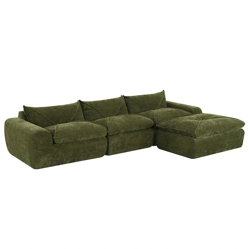 116-In Modern Chenille Sectional Sofa with High Density Foam,No Assembly Required
