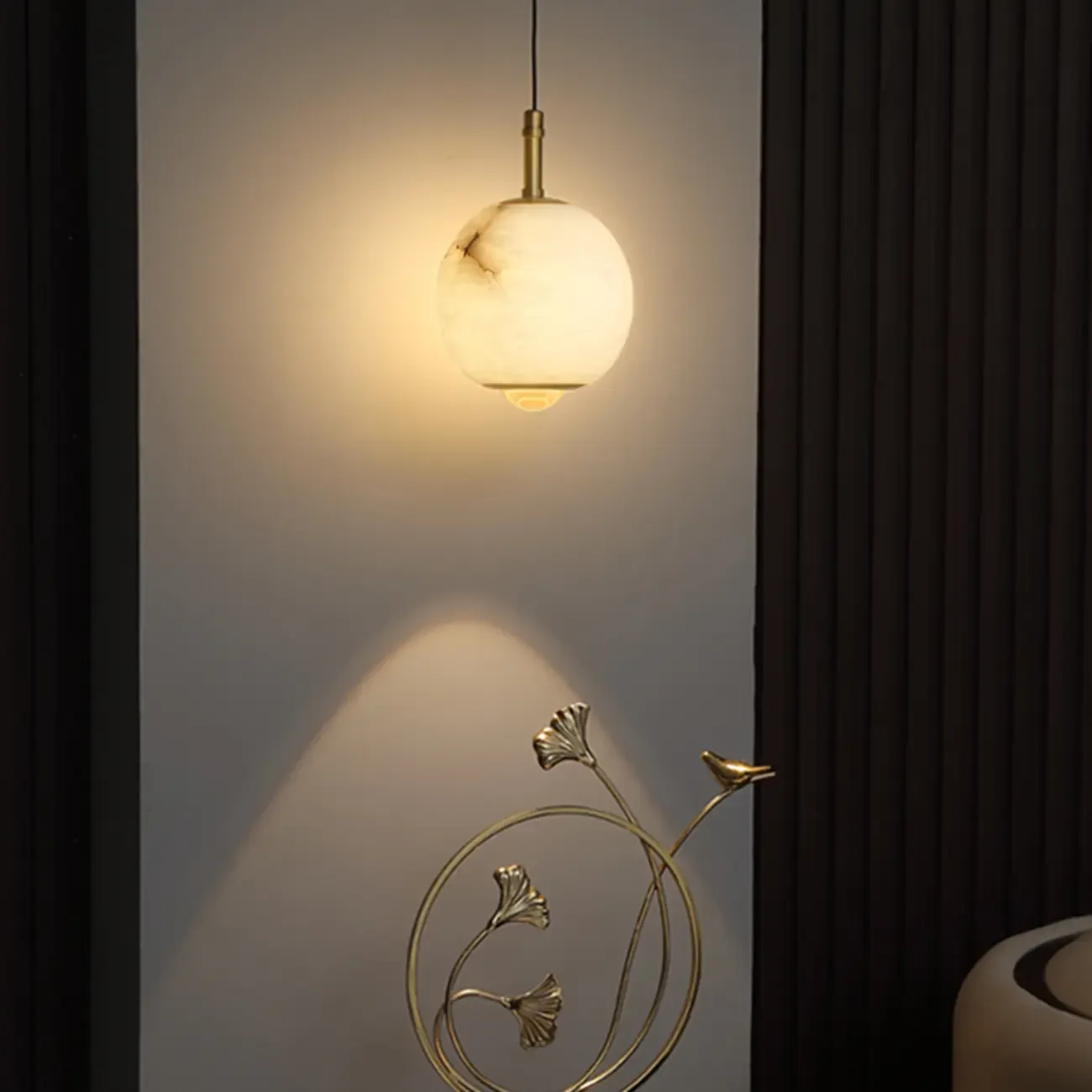 Modern Gold Globe Alabaster Kitchen Pendant Lighting