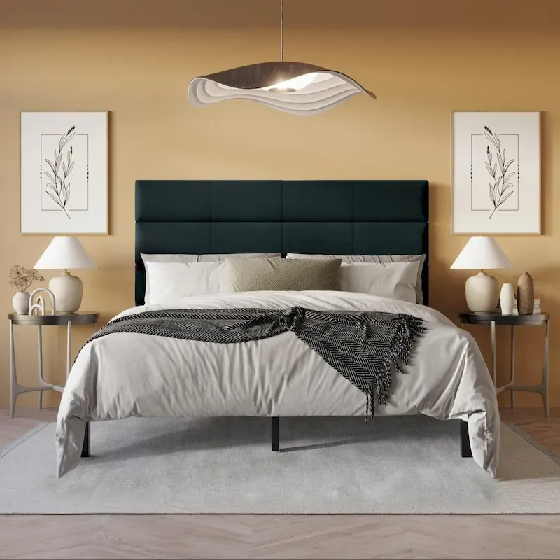 CraftPorch Contemporary Woven Linen Fabric Upholstered Platform Bed