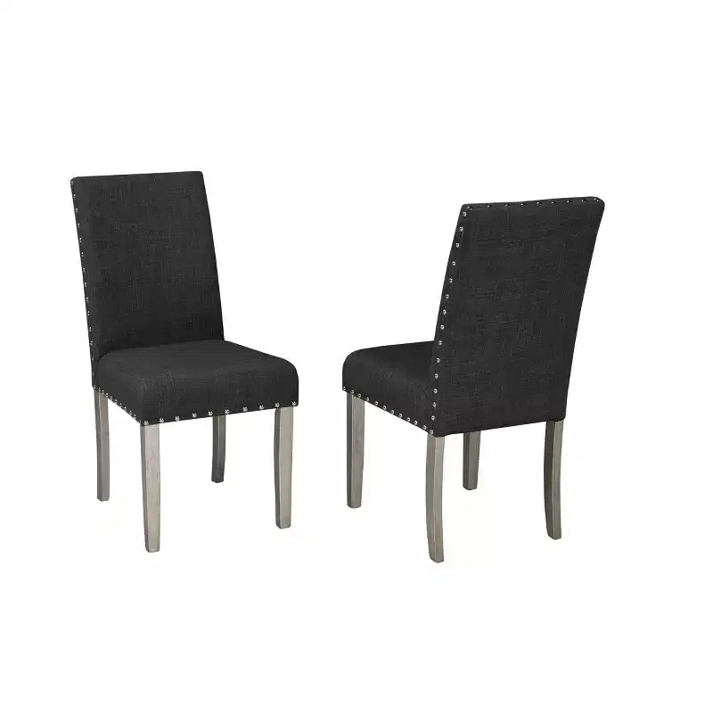 Brassex Set of 2 Bella Dining Chairs Dark Gray