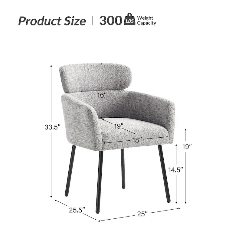 Amos Modern Boucle Dining Chair with Adjustment Feet by HULALA HOME