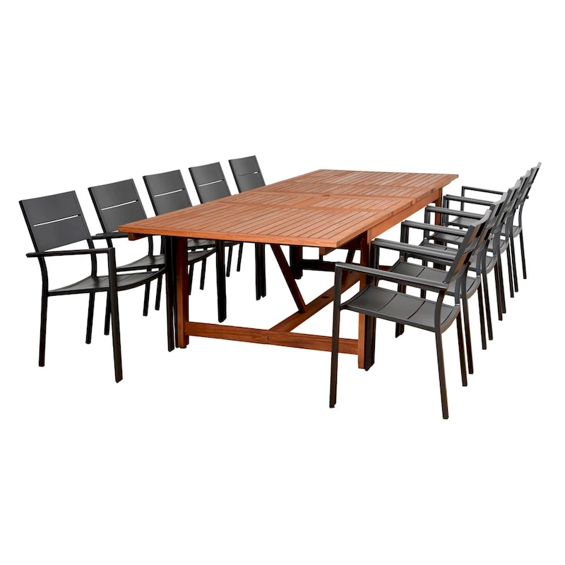 Amazonia Oscar 11 Piece Eucalyptus Patio Dining Set - 11 Piece