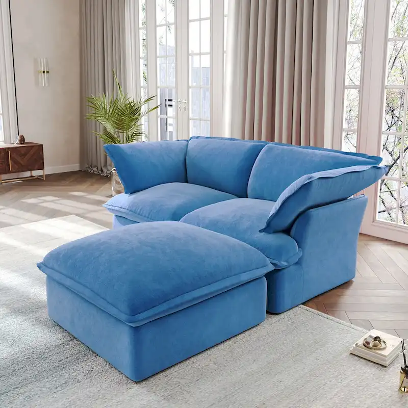 Modular Sectional Sofa Couches, 82.66 Velvet Loveseat Sofa with Ottoman