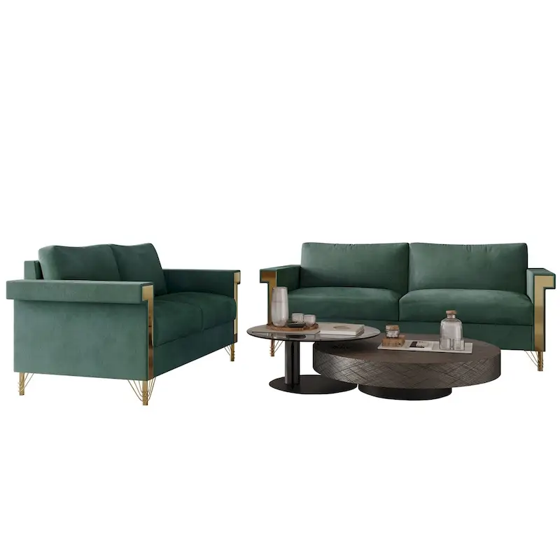 Glam Velvet Upholstered 2-Piece Living Room Set