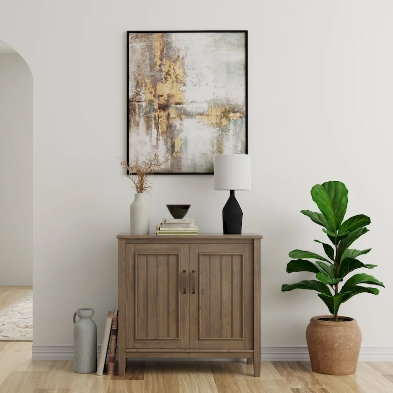 32 Contemporary Solid Wood Low Storage Cabinet – Smoky Brown (14D x 32W x 31H)