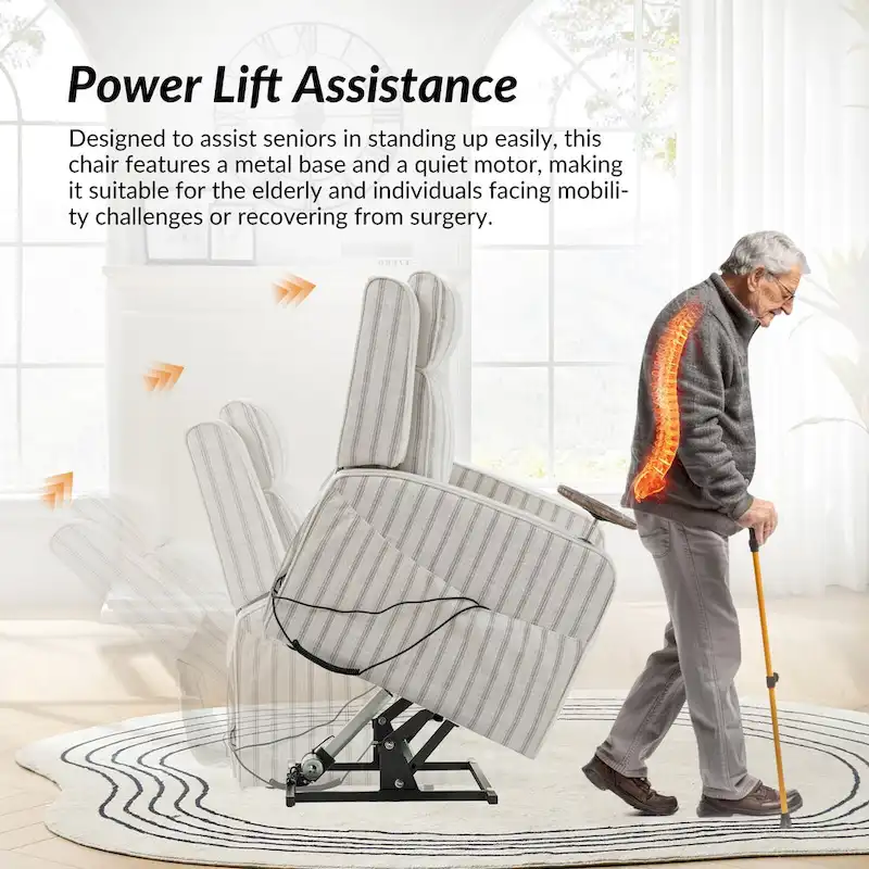 Darrell Modern Lift Assist Massage and Heating Power Recliner with Charing and Soild Wood Tray by