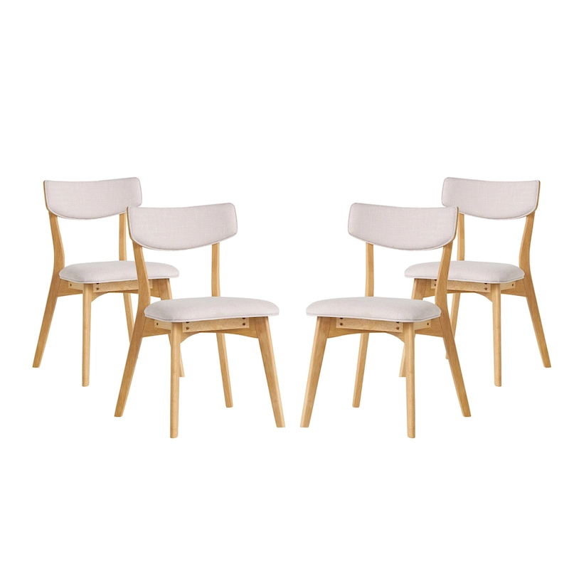 Chazz Mid-Century Modern Upholstered Rubberwood Dining Chairs (Set of 4) by Christopher Knight Home