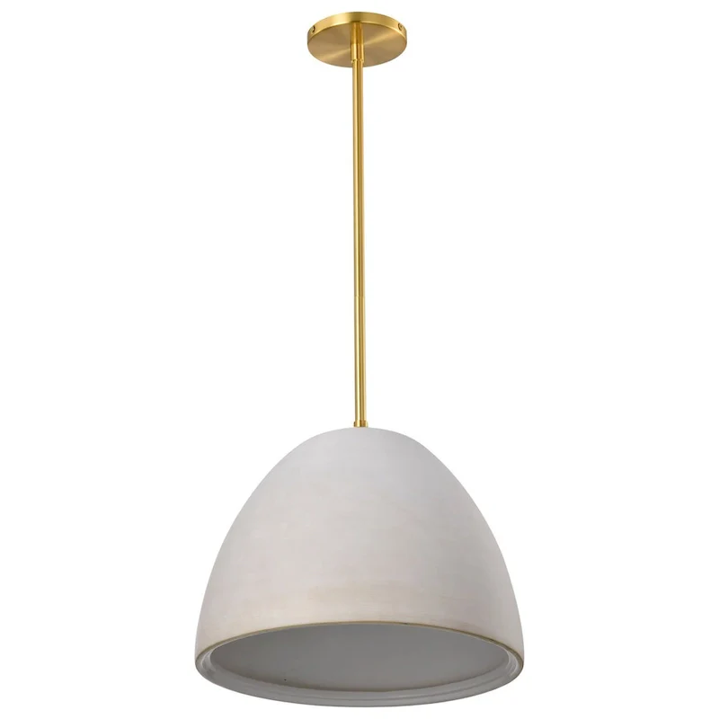 Collins 14 Inch Pendant with White Ceramic - Brushed Brass