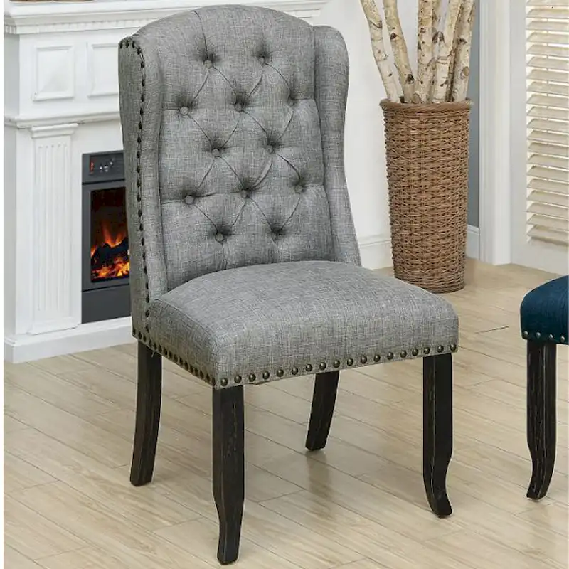 DH LUX Traditional Button-Tufted Set of 2 Dining Chairs by Denhour