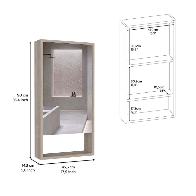 Medicine Cabinet Irvine, One External Shelf, White Finish,High quality and durable
