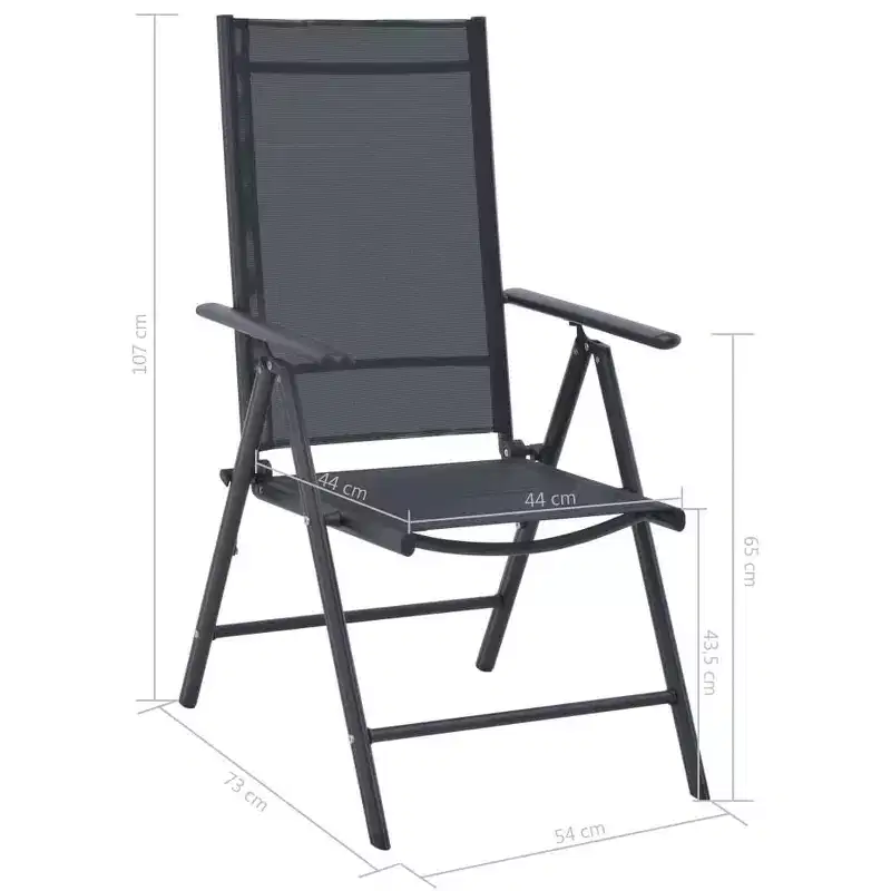 vidaXL Garden Furniture Set Black Aluminum and Textilene 5 Piece Set