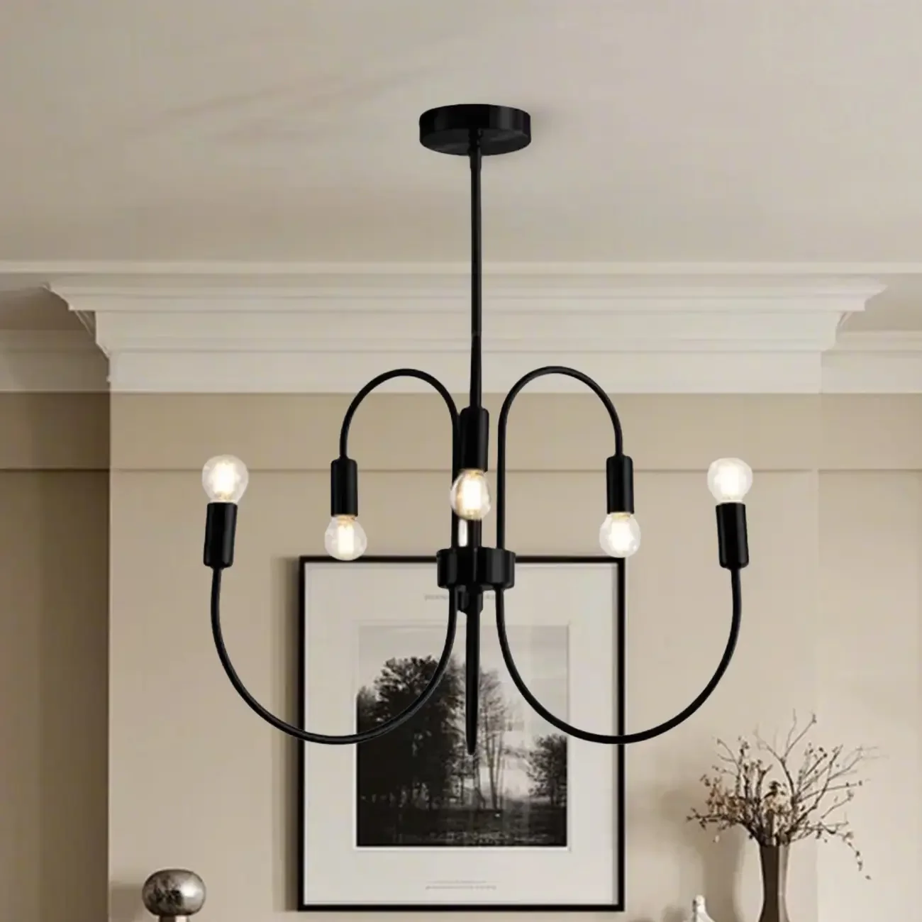 2 Tiers Industrial Black Iron Chandelier for Modern Interiors
