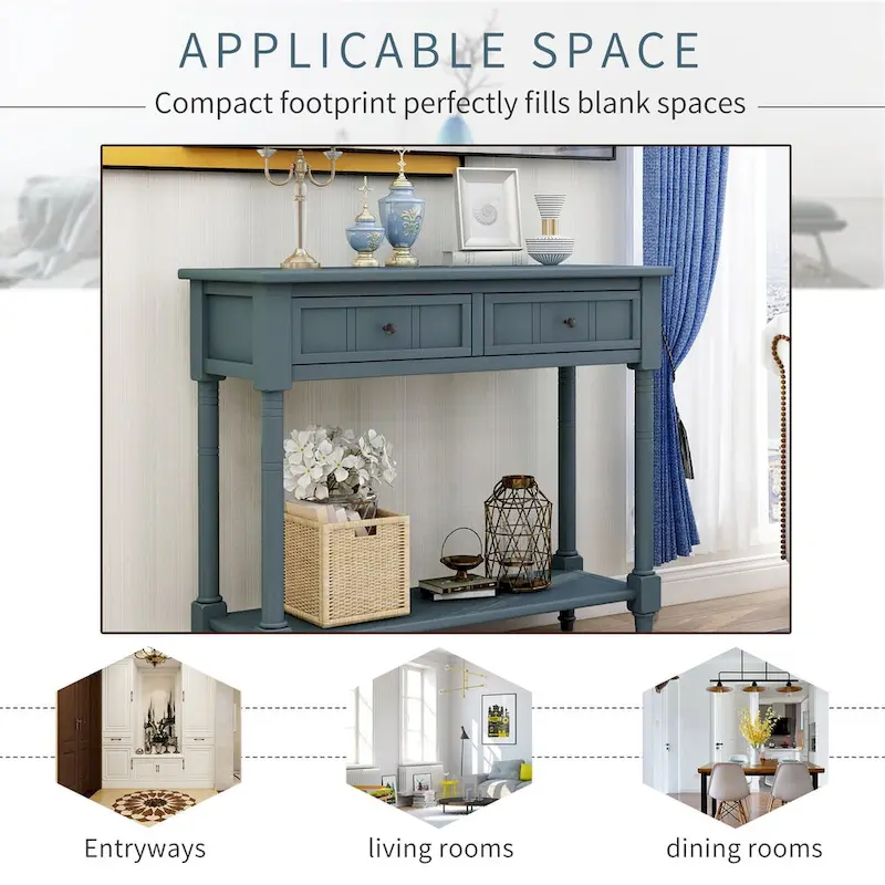 Daisy Series Console Table with 2 Drawers and Bottom Shelf