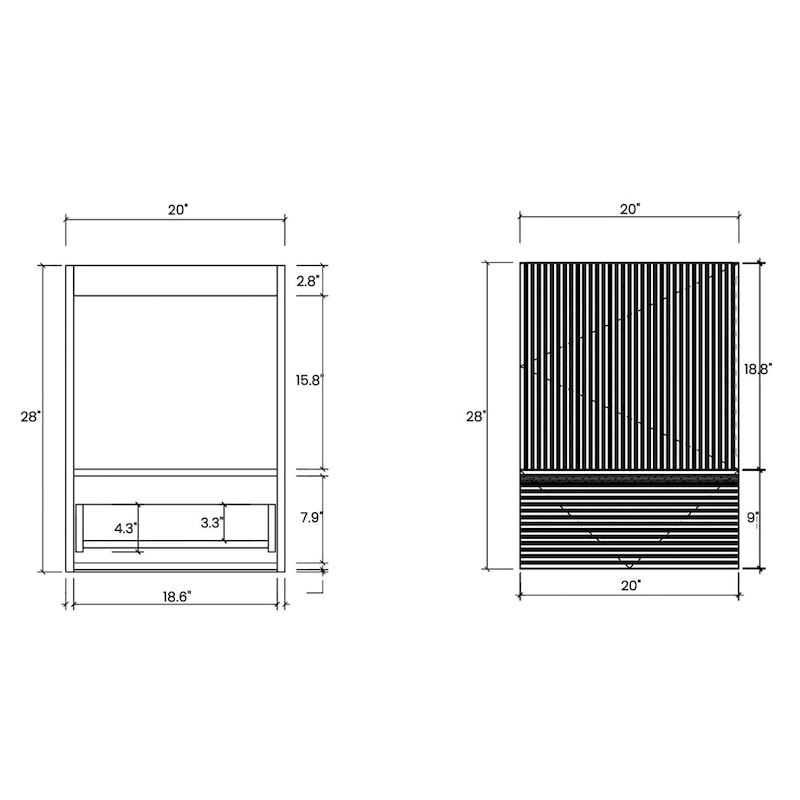Single Sink Bathroom Vanity, Modern Grille-patterned Freestanding Vanity With Hidden Handle, Wood Bathroom Cabinet