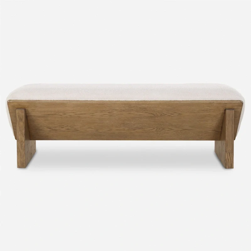 Ivory Faux Sheepskin Bench, 2-Seat, 59
