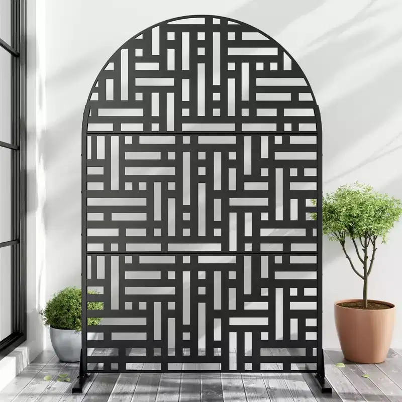 PexFix 72 in. x 47 in. Outdoor Privacy Arch Screen Galvanized Steel Panel Divider in Black