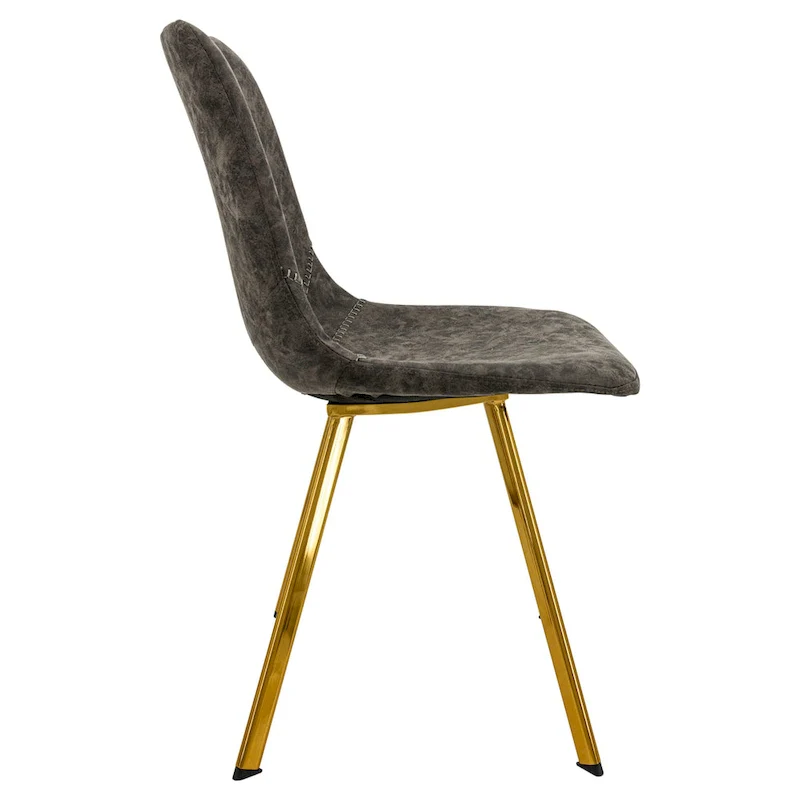 Markley Leather Dining Chair With Gold Metal Legs Modern Accent Side Chair