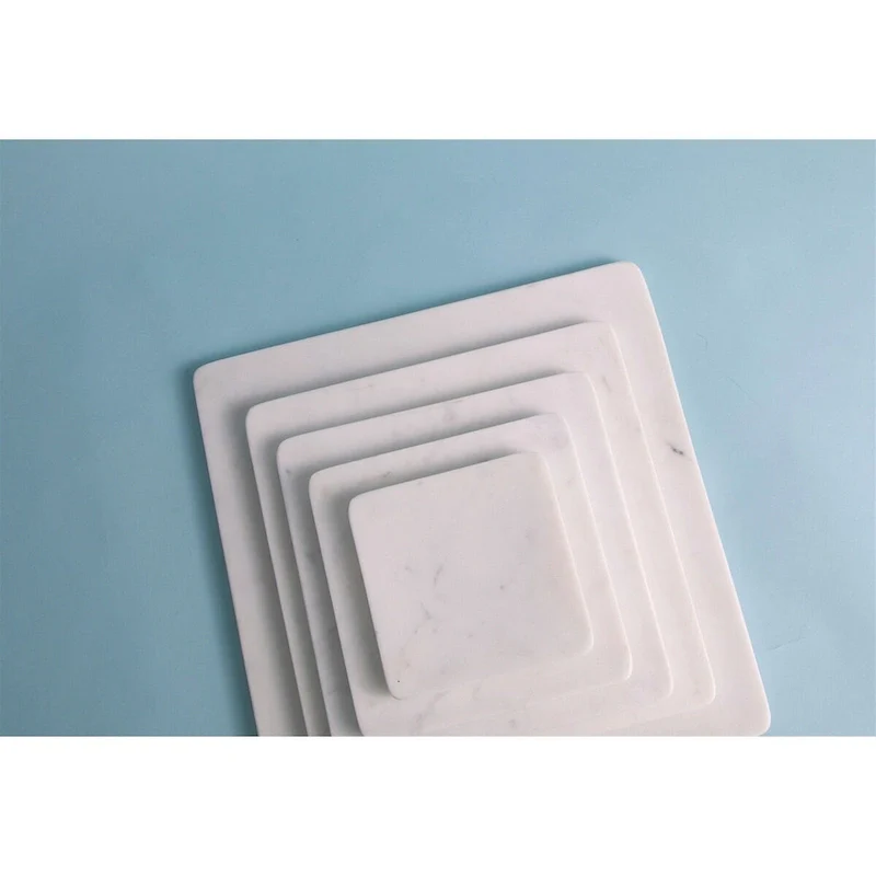 Med. Square Marble Platter 10  x 10  - White