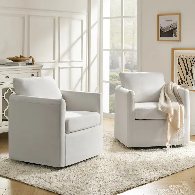 Modern 360-degree swivel chairs with removable covers, two chairs per