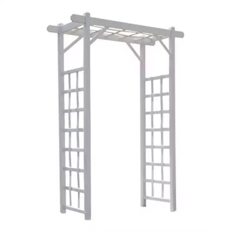 Dura-Trel Elmwood Arbor, 57 by 84 Inch PVC Patio Garden Arch, Outdoor Lattice Frame Decoration or Trellis for Climbing Plants, White