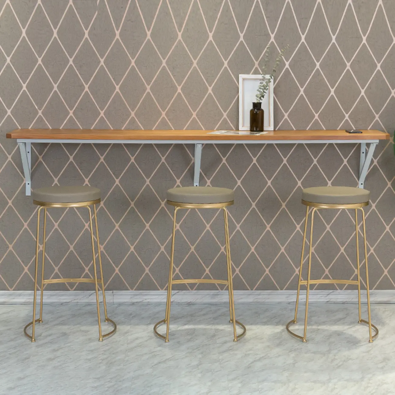 Rectangular Solid Wood Wall Mounted Bar Table