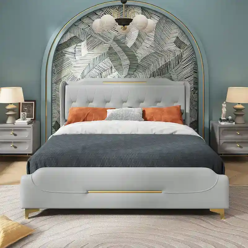 Uphou Modern Upholstered PU Leather Bed by Christopher Knight Home