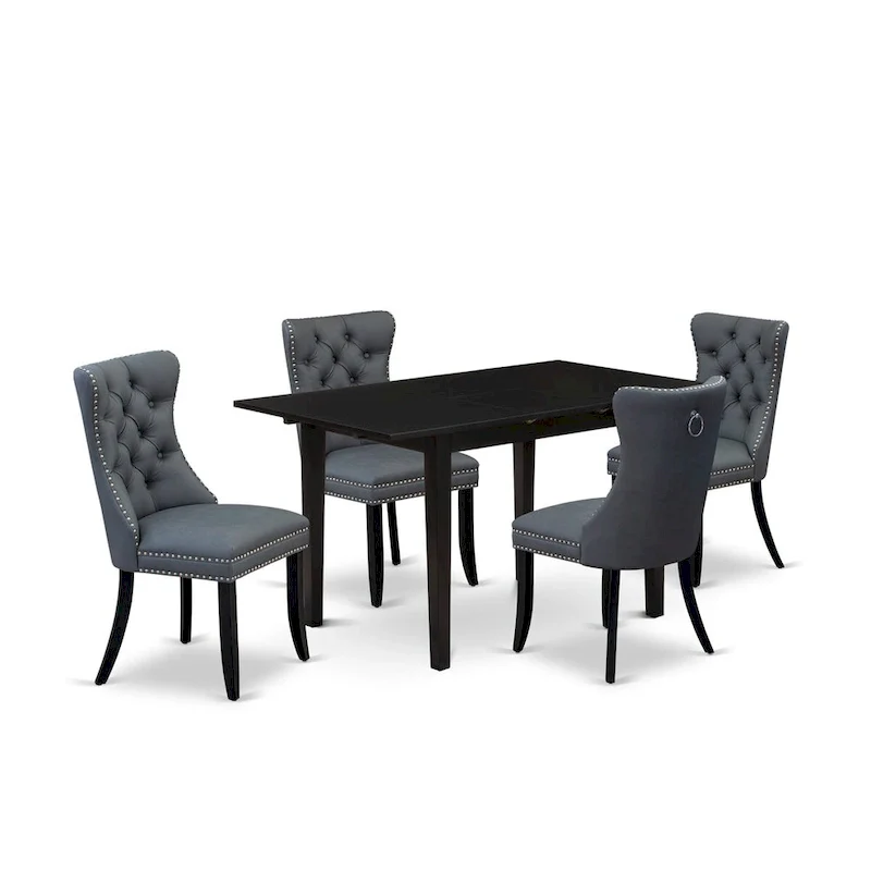 Kitchen Table - a Dining Table with Butterfly Leaf and Parson Chairs, Black