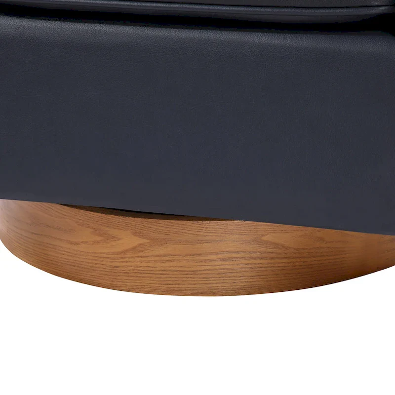 Ingram Faux Leather Wood Base Barrel Swivel Chair by Greyson Living