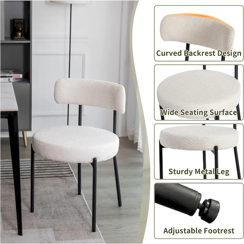 Mid-Century Modern Upholstered Boucle Dining Chairs (Set of 2/4/6)