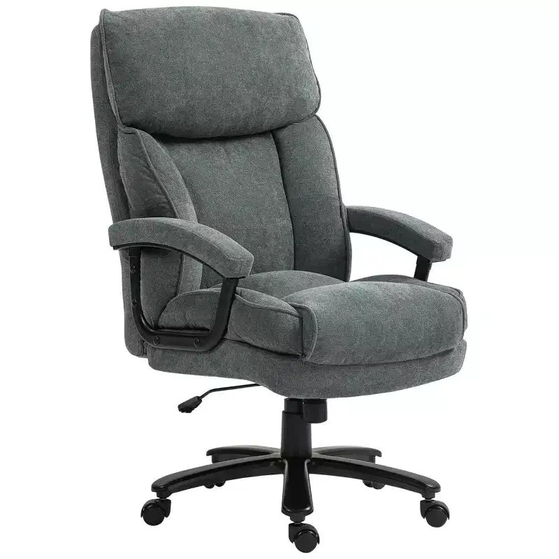HOMCOM Big and Tall Office Chair, Up to 450 lbs. Heavy Duty Desk Chair, Executive Computer Chair for Heavy People w/ High Back, Swivel Wheels, Gray