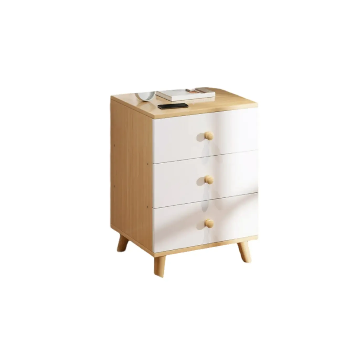 Modern Wooden Bedside Table with Dual Drawers