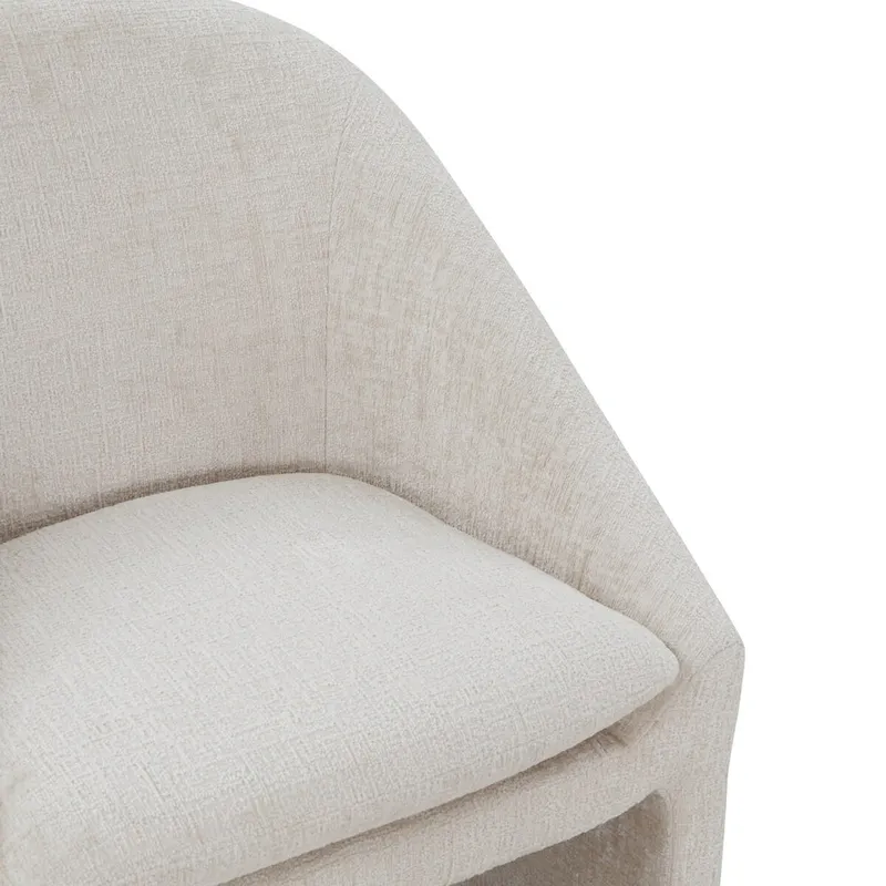 Cream Chenille Upholstered Dining Chair - Single Seat