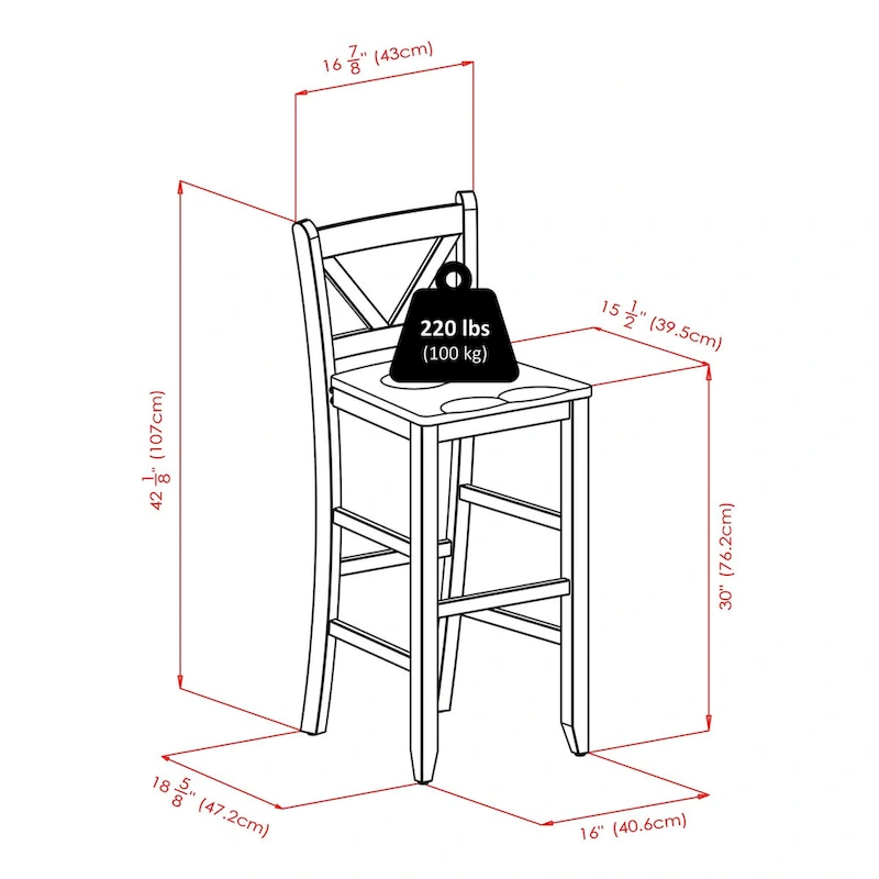 3-Pc High Table with V-Back Bar Stools, Walnut
