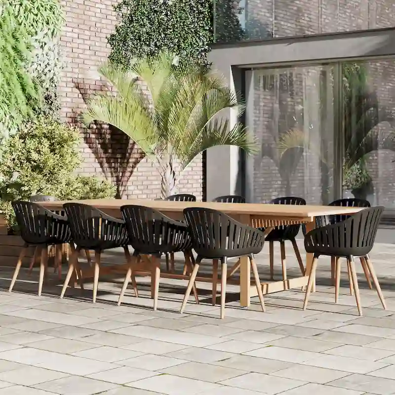 Amazonia Myers FSC Certified Wood 11pc Outdoor Dining Patio Set