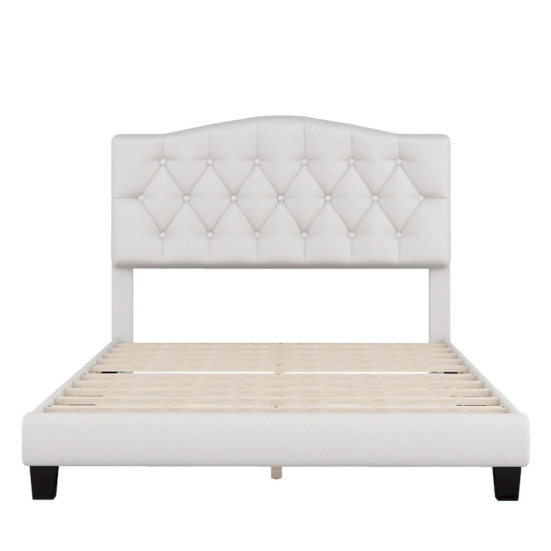 Upholstered Platform Bed with Curved Headboard by Harper&Bright Designs