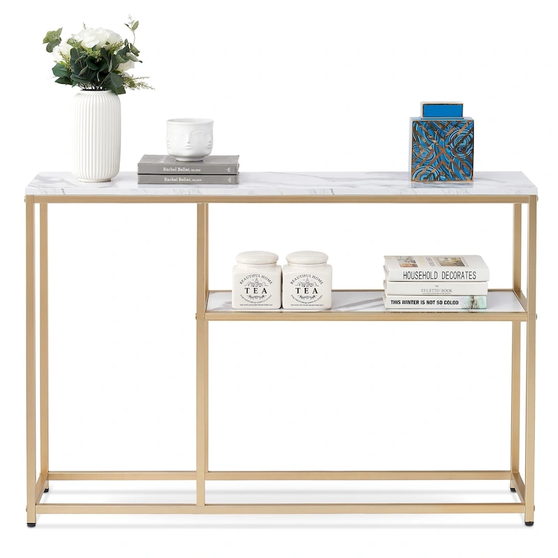 MCombo Narrow Console Table with Storage Shelf for Living Room, MDF Sage80 - 7'6