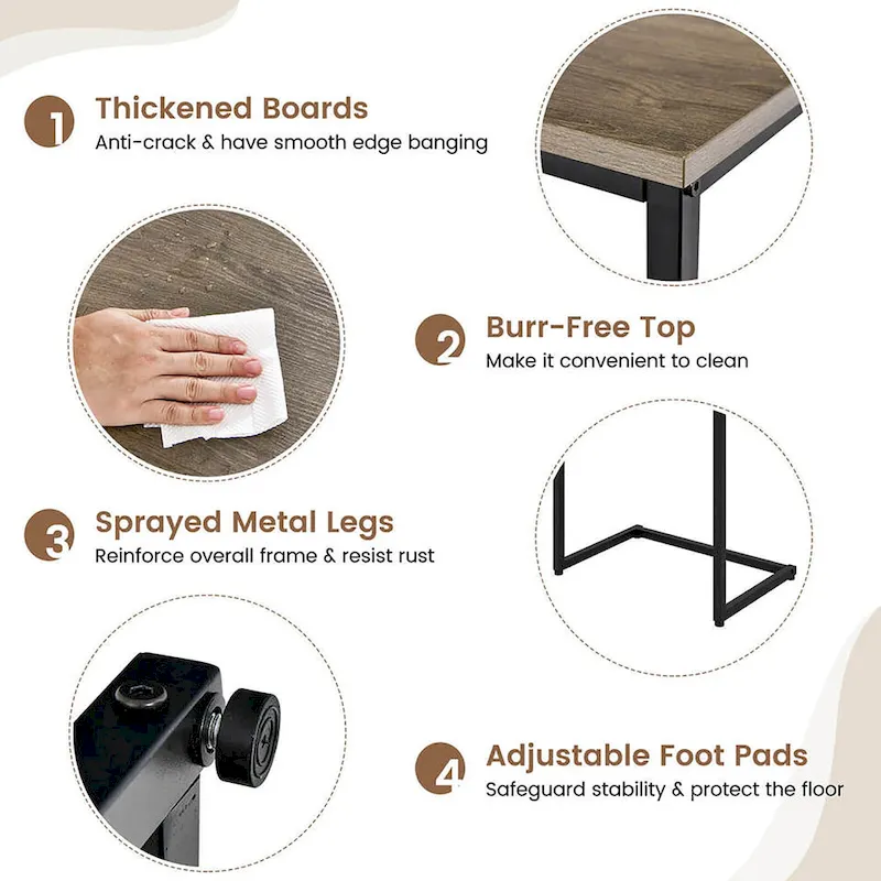 Gymax 3 Pcs Nesting Coffee End Table Set Stacking Side Nightstand