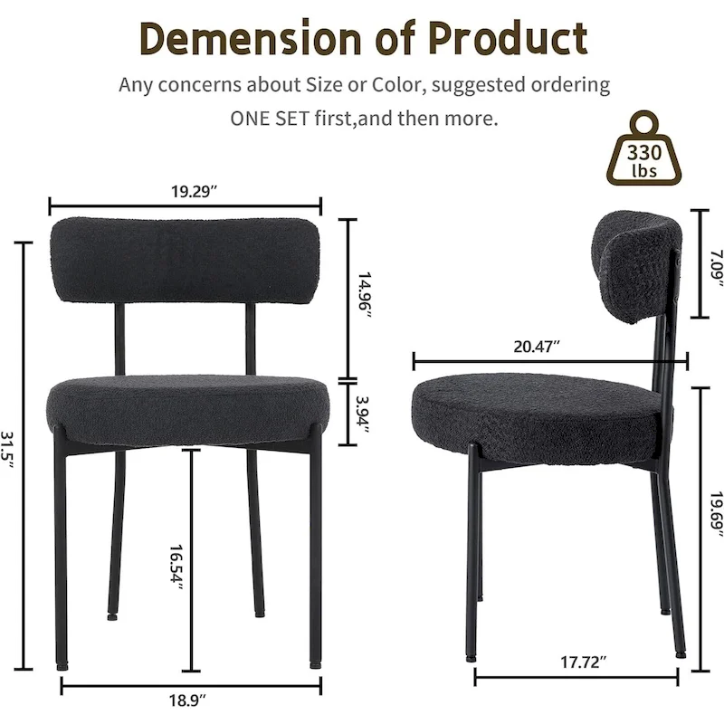 Mid-Century Modern Upholstered Boucle Dining Chairs (Set of 2/4/6)