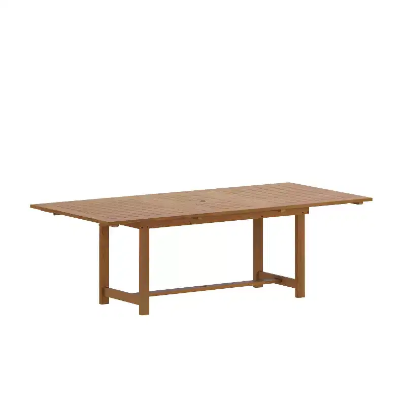 Amazonia Lapa Teak Finish Wood Rectangular Extendable Outdoor Patio Dining Table
