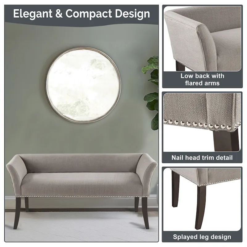 49.5 Upholstered Bench with Back & Wood Legs