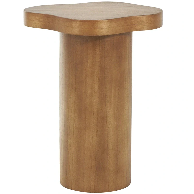 Wood Pedestal Side End Accent Table with Rounded Square Top - Black or Brown- Roche River Decor