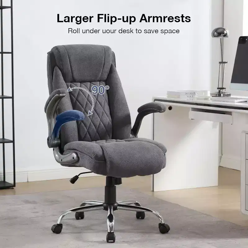 BALHAM TRADE-Fabric Office Chair 400lbs High Back Executive Computer Desk Chair with Flip Up Armrest
