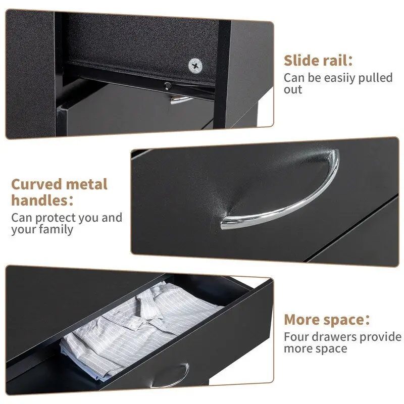 4-Drawer Nightstand Dresser with USB