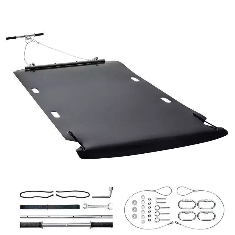 VEVOR Yard Drag Sled, 90 x 46 in, 1500lbs Heavy Duty Utility Sled, HDPE Drag Glider with Ropes & Pull Cables, Hand & Vehicle Use Game Hauler, Black