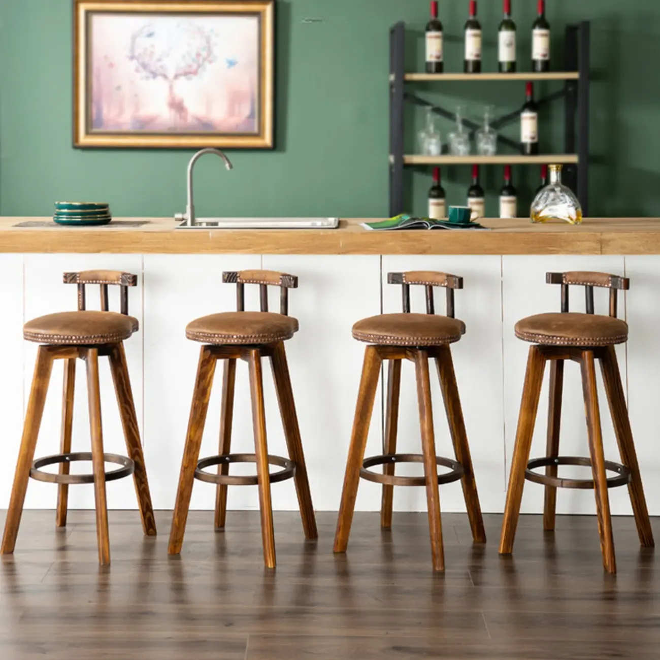 Bar Height Swivel Leather Modern Bar Stools
