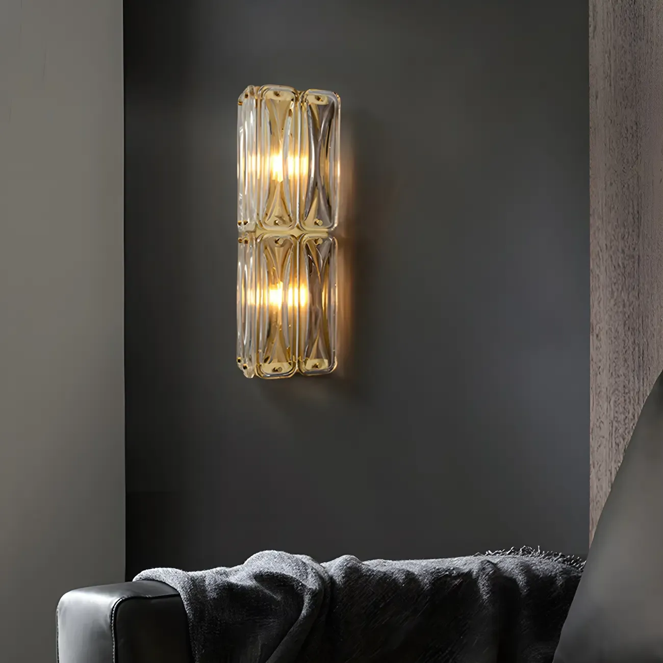 Modern Gold Metal Clear Glass Geometry Wall Sconce