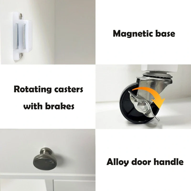 Kitchen Rolling Trolley Cart with Adjustable Shelves and Towel Rack